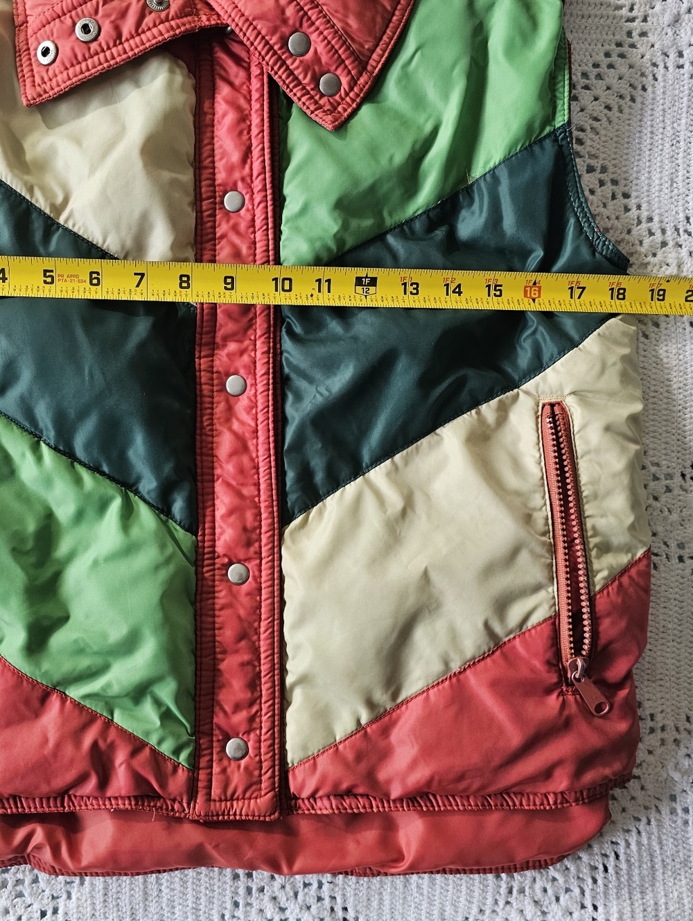 Vintage Colorblock Puffer Vest White Stag Brand - Picture 5 of 14